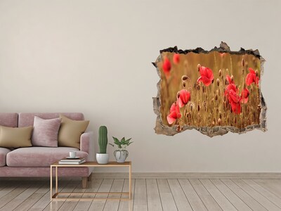 Zelfklevende muursticker 3D gat Bloemen tussen de ingestorte muur