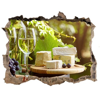 Zelfklevende 3D wandsticker illusie Genieten van kaas in de zon