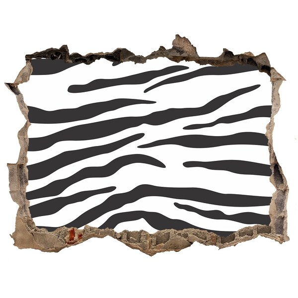 Wandsticker 3D gat met uitzicht Zebra in de muur