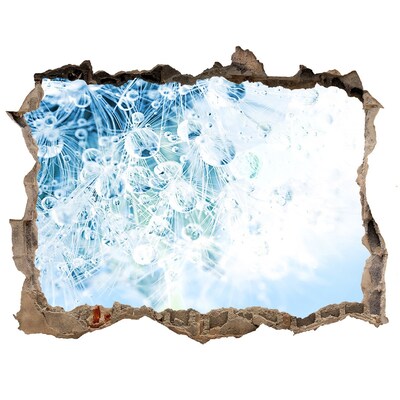 Wandsticker 3D doorkijk Paardenbloemen in het blauw