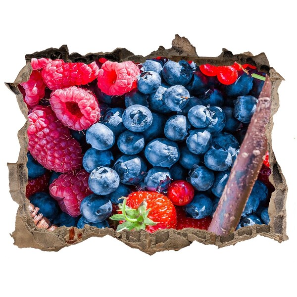 Wandsticker 3D gat met uitzicht Fruity Hole in the Wall