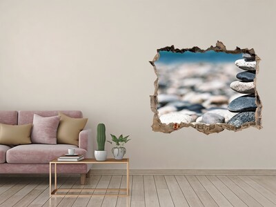 Wandsticker 3D doorkijk Stenen op het strand
