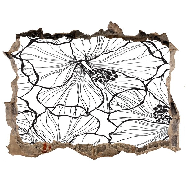 Zelfklevende 3D wandsticker illusie Gat in de muur bloemenmotief