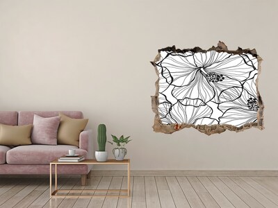 Zelfklevende 3D wandsticker illusie Gat in de muur bloemenmotief