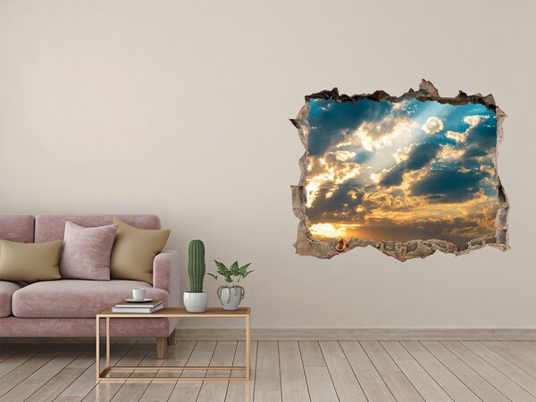 Wandsticker 3D doorkijk Een hemel met wolken bij zonsondergang