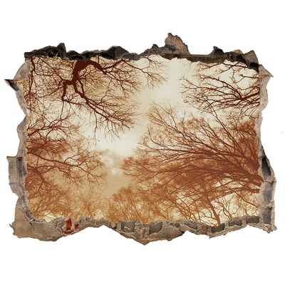 Zelfklevende muursticker 3D gat Weerspiegeling van bomen in een ingestorte muur