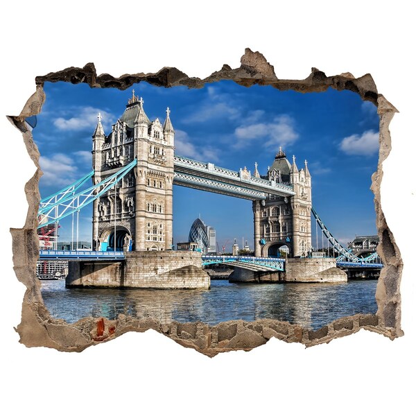 Zelfklevende muursticker 3D gat Tower Bridge in Londen