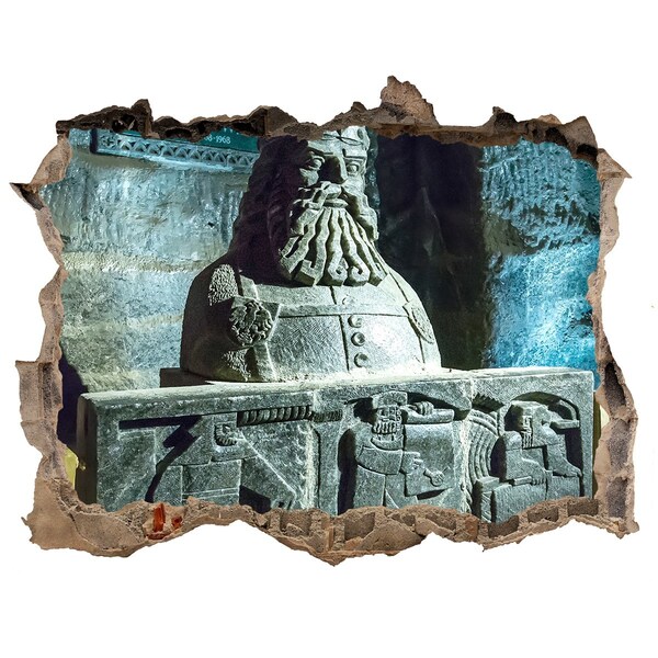 Wandsticker 3D doorkijk Oude grotsculptuur