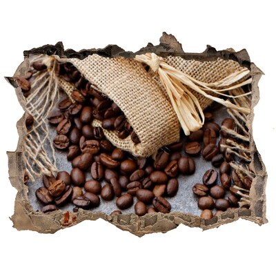 Zelfklevende muursticker 3D gat Koffie in een vervallen muur