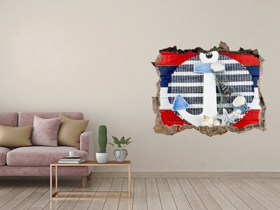 Wandsticker 3D doorkijk Zeeavontuur met schelpen