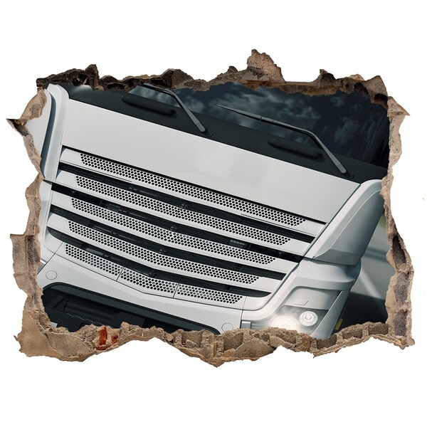 Fototapeta dziura na ścianę Zniszczona ściana z ciężarówką