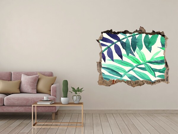 Zelfklevende 3D wandsticker illusie Groene jungle achter de muur