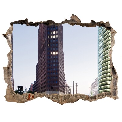 Fototapeta dziura na ścianę 3d Widok na nowoczesne miasto