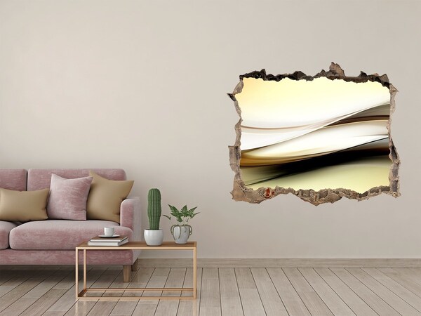 Zelfklevende 3D wandsticker illusie Abstract landschap in een gat in de muur