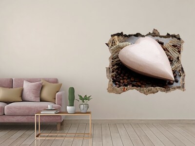 Zelfklevende 3D wandsticker illusie Een koffie-oase te midden van de ruïnes