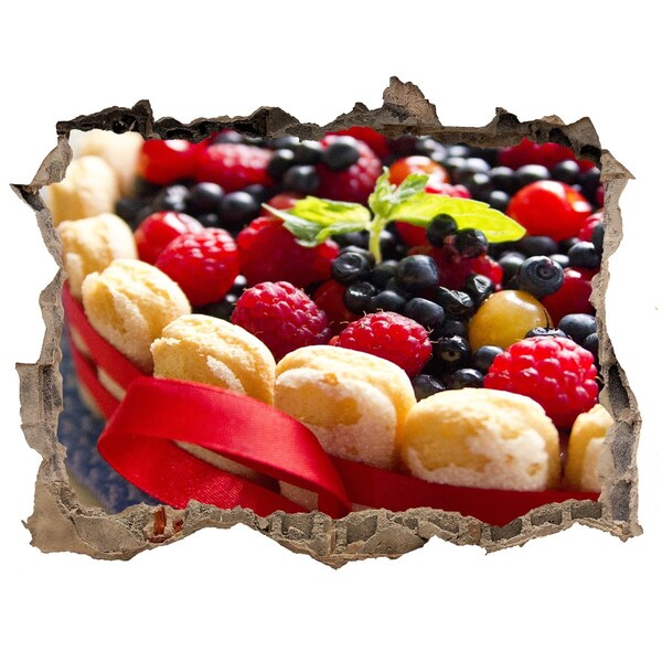 Zelfklevende 3D wandsticker illusie Fruitcake van Hole in the Wall