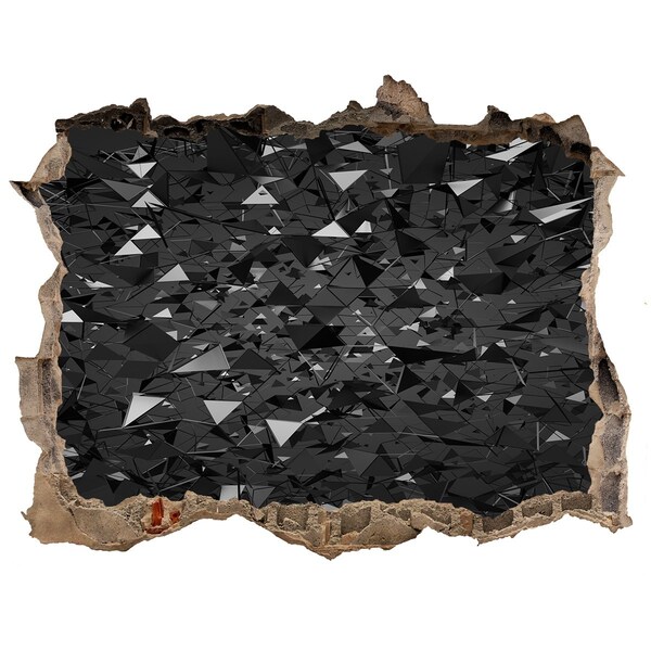 Wandsticker 3D gat met uitzicht Zwarte afgrond in de muur