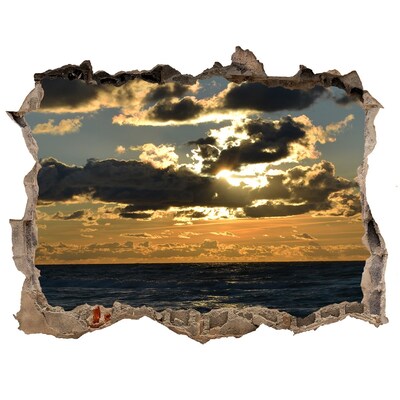 Zelfklevende 3D wandsticker illusie Zonsondergang boven de zee