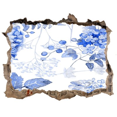 Okleina 3D dziura naklejka Kwiatowy widok przez dziurę w ścianie