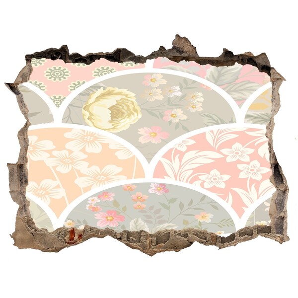 Naklejka dziura na ścianę Kwiatowy wzór za zniszczoną ścianą