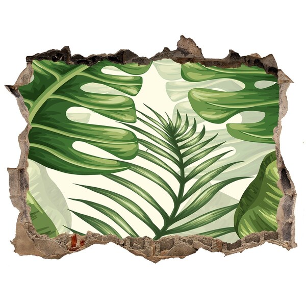 Wandsticker 3D doorkijk Groene jungle achter de muur