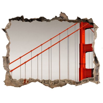 Wandsticker 3D gat met uitzicht De Golden Gate Bridge in San Francisco