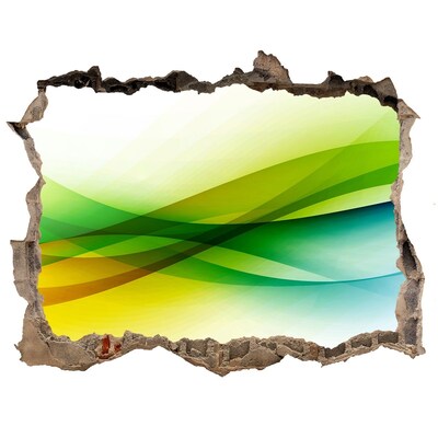 Wandsticker 3D doorkijk Kleurrijk landschap achter de muur