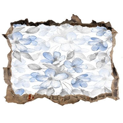 Wandsticker 3D gat met uitzicht Bloemenpatroon door een gat in de muur