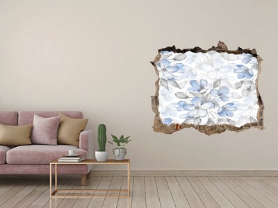 Wandsticker 3D gat met uitzicht Bloemenpatroon door een gat in de muur