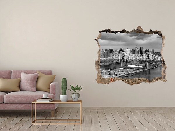 Zelfklevende 3D wandsticker illusie New York Bridge