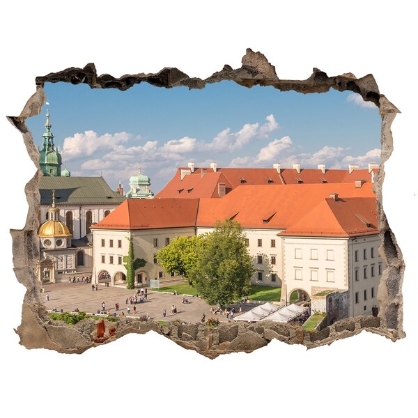 Zelfklevende muursticker 3D gat De oude binnenstad van Krakau