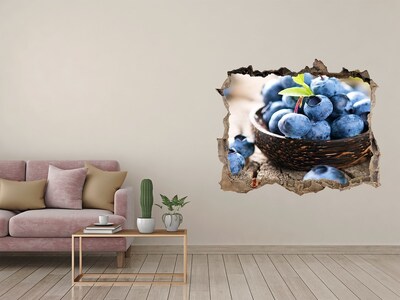 Zelfklevende 3D wandsticker illusie Bessen in een houten kom