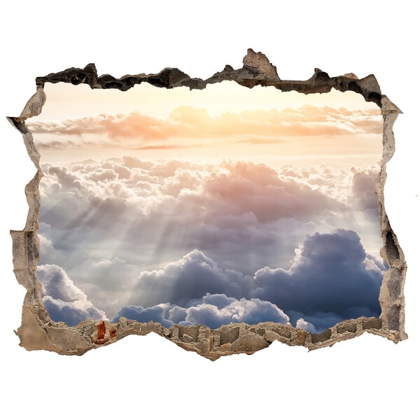 Zelfklevende 3D wandsticker illusie De hemel is vol wolken.