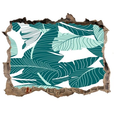 Zelfklevende muursticker 3D gat Een tropische oase in een vervallen muur.