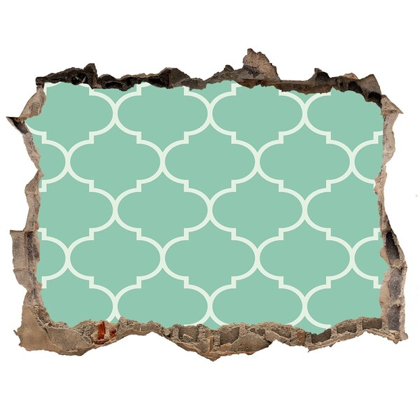 Zelfklevende 3D wandsticker illusie Groen mozaïek tegen de achtergrond van een beschadigde muur.