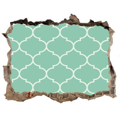 Fototapeta dziura na ścianę 3d Zielona mozaika na tle zniszczonej ściany