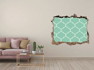 Zelfklevende 3D wandsticker illusie Groen mozaïek tegen de achtergrond van een beschadigde muur.