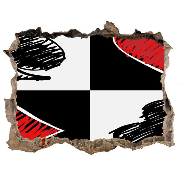 Wandsticker 3D gat met uitzicht Gebroken muur met rode accenten