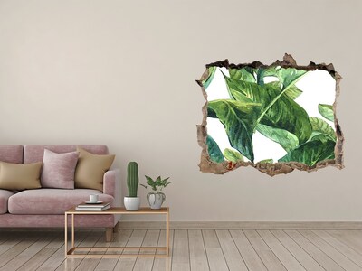 Zelfklevende muursticker 3D gat Een groene oase in beton.