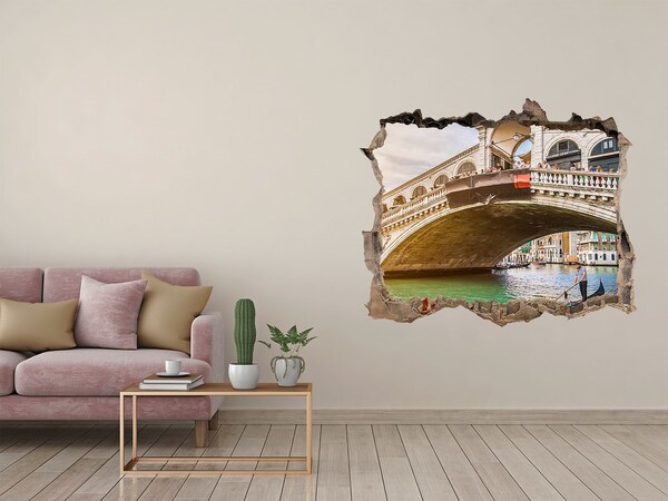 Zelfklevende 3D wandsticker illusie Rialtobrug in Venetië
