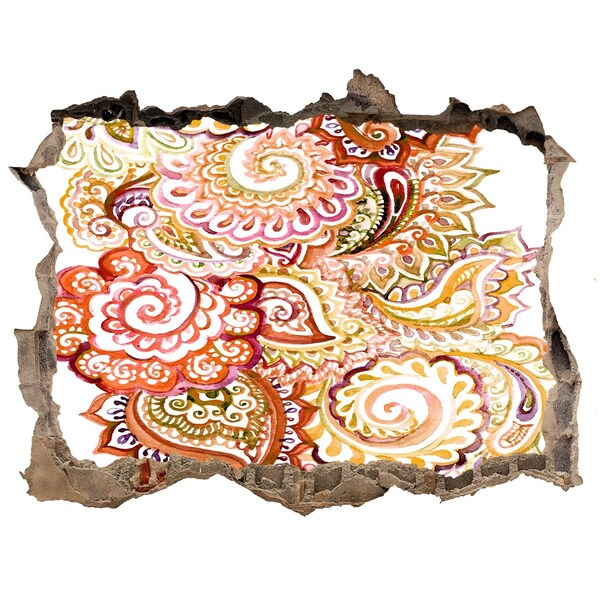 Zelfklevende 3D wandsticker illusie Kleurrijke patronen op een betonnen achtergrond