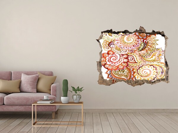 Zelfklevende 3D wandsticker illusie Kleurrijke patronen op een betonnen achtergrond