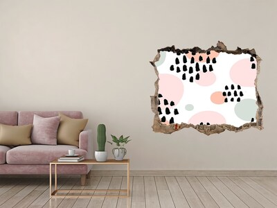 Zelfklevende muursticker 3D gat Een gat in de muur met kleurrijke vlekken
