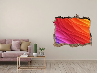 Zelfklevende 3D wandsticker illusie Een golf van kleur in een gat in de muur