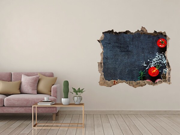 Wandsticker 3D gat met uitzicht De charme van een culinaire ervaring in een klein, onopvallend restaurantje