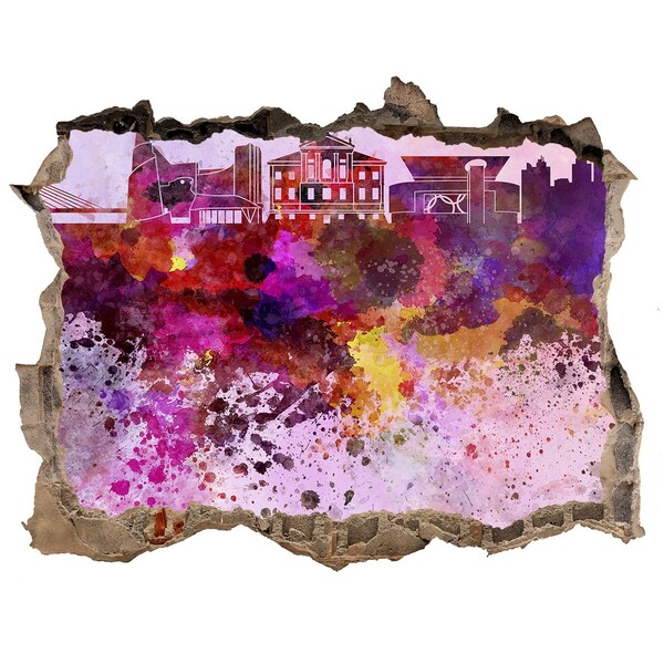 Zelfklevende 3D wandsticker illusie Kleurrijk uitzicht op de stad