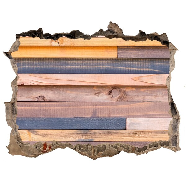 Zelfklevende muursticker 3D gat Houten muur door een gat