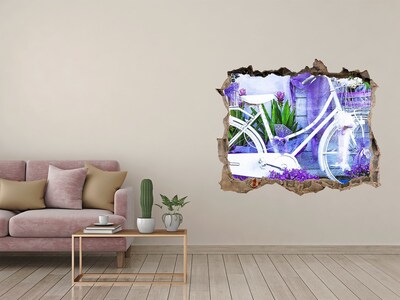 Naklejka dziura na ścianę Rower w ogrodzie pełnym kwiatów