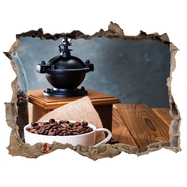 Zelfklevende 3D wandsticker illusie Koffie in een thuiscafé