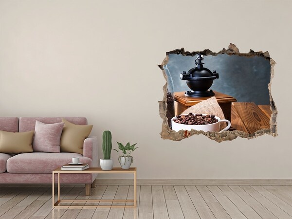 Zelfklevende 3D wandsticker illusie Koffie in een thuiscafé